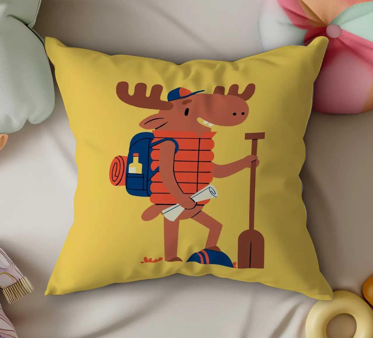 Adventurous moose for the nursery decorative cushion by JillGori