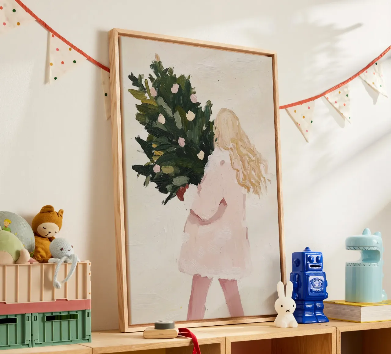Abstract Muurkunst, Vrouw Illustratie, Hedendaagse Kunst canvas met Baklijst van Little Lila