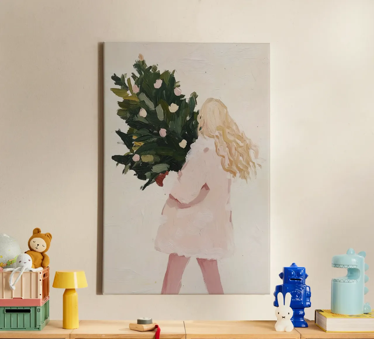 Abstract Muurkunst, Vrouw Illustratie, Hedendaagse Kunst canvas met Baklijst van Little Lila