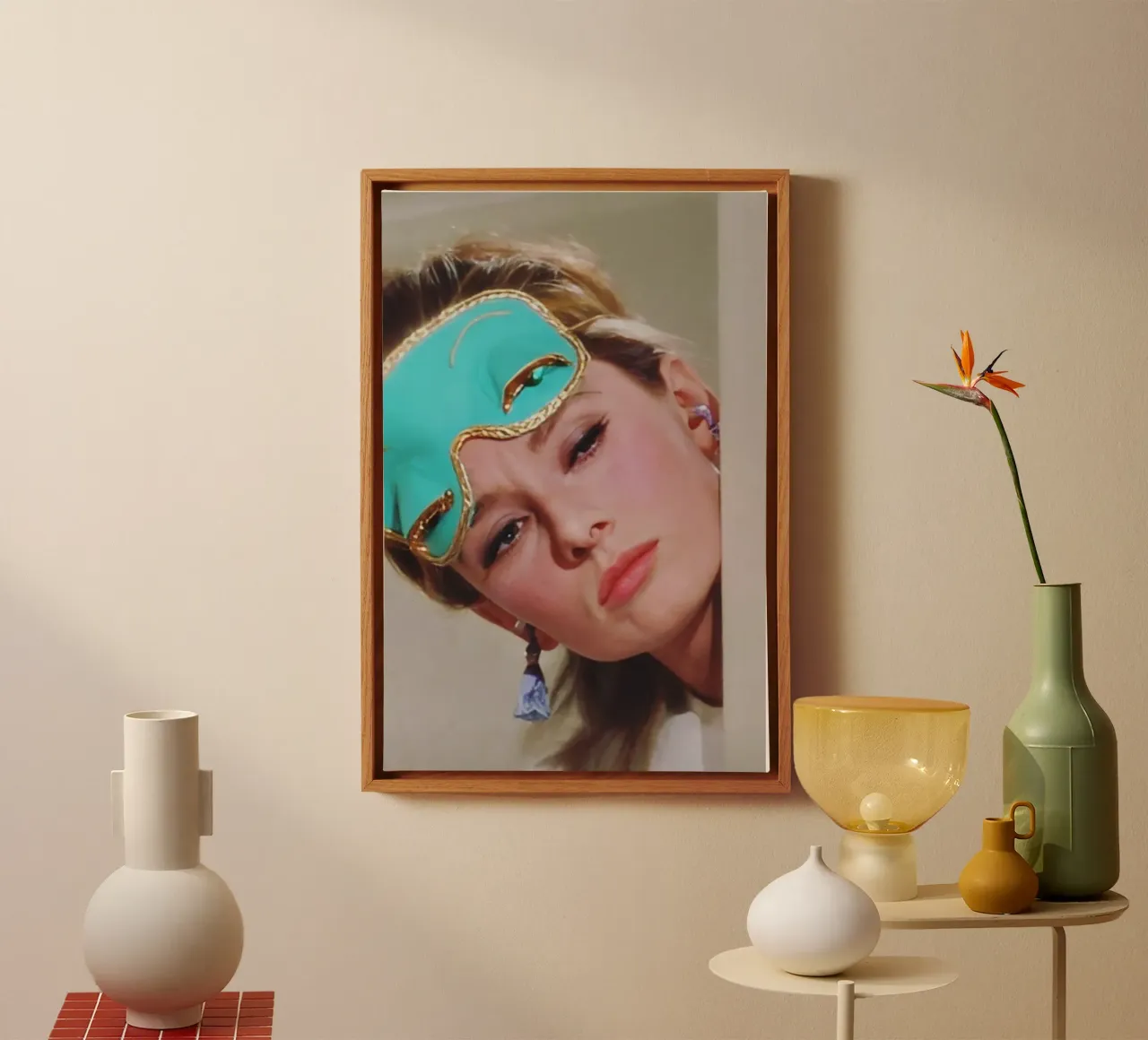 Audrey Hepburn at Rest canvas with Floater frame by Attaboy Dsgn