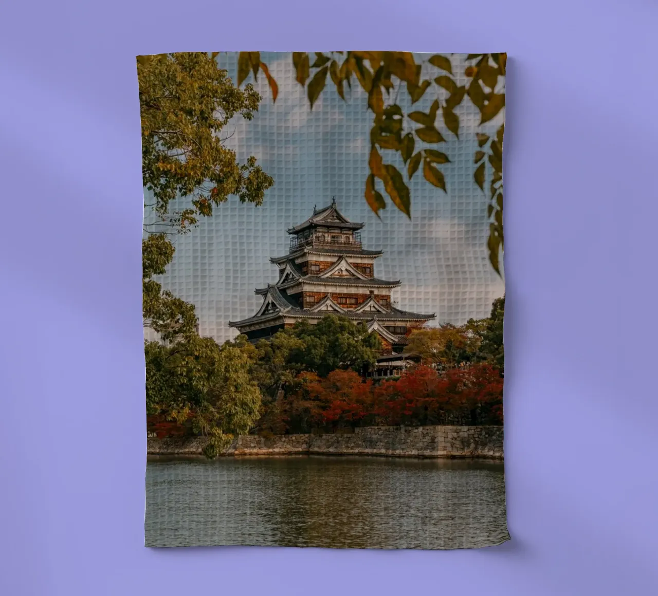Il castello di Hiroshima in autunno canovaccio da cucina da Marcel Bisig