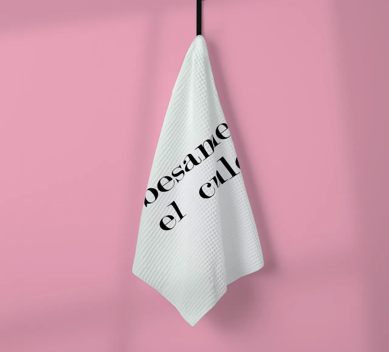 Besame tea towel by Leah Flores