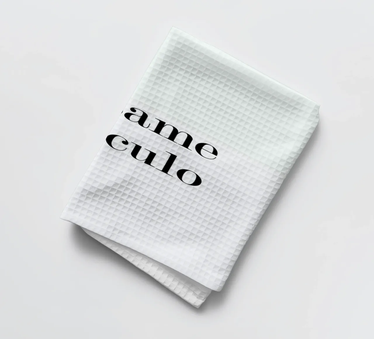 Besame tea towel by Leah Flores