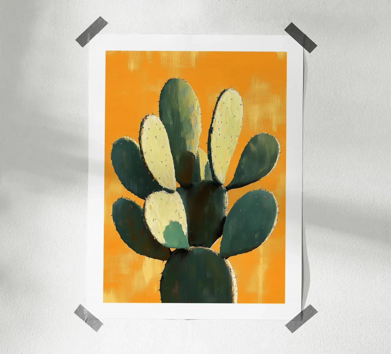 Cactus soleggiato poster con telaio in legno da Flora & Horizon