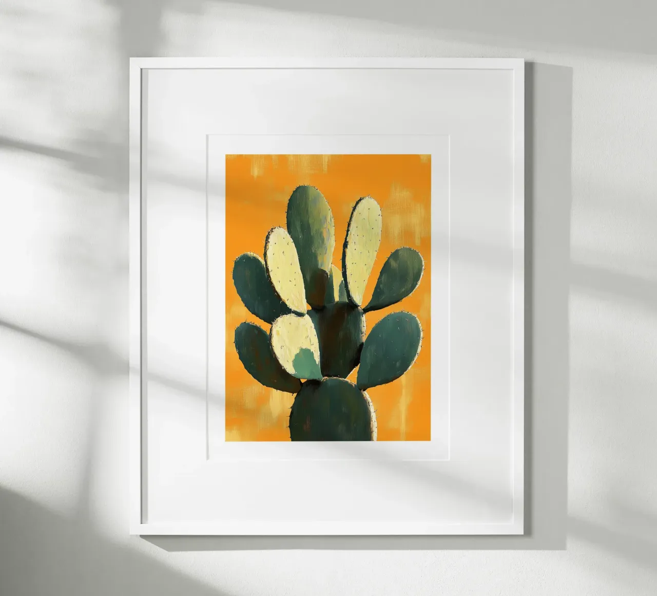 Cactus soleggiato poster con telaio in legno da Flora & Horizon
