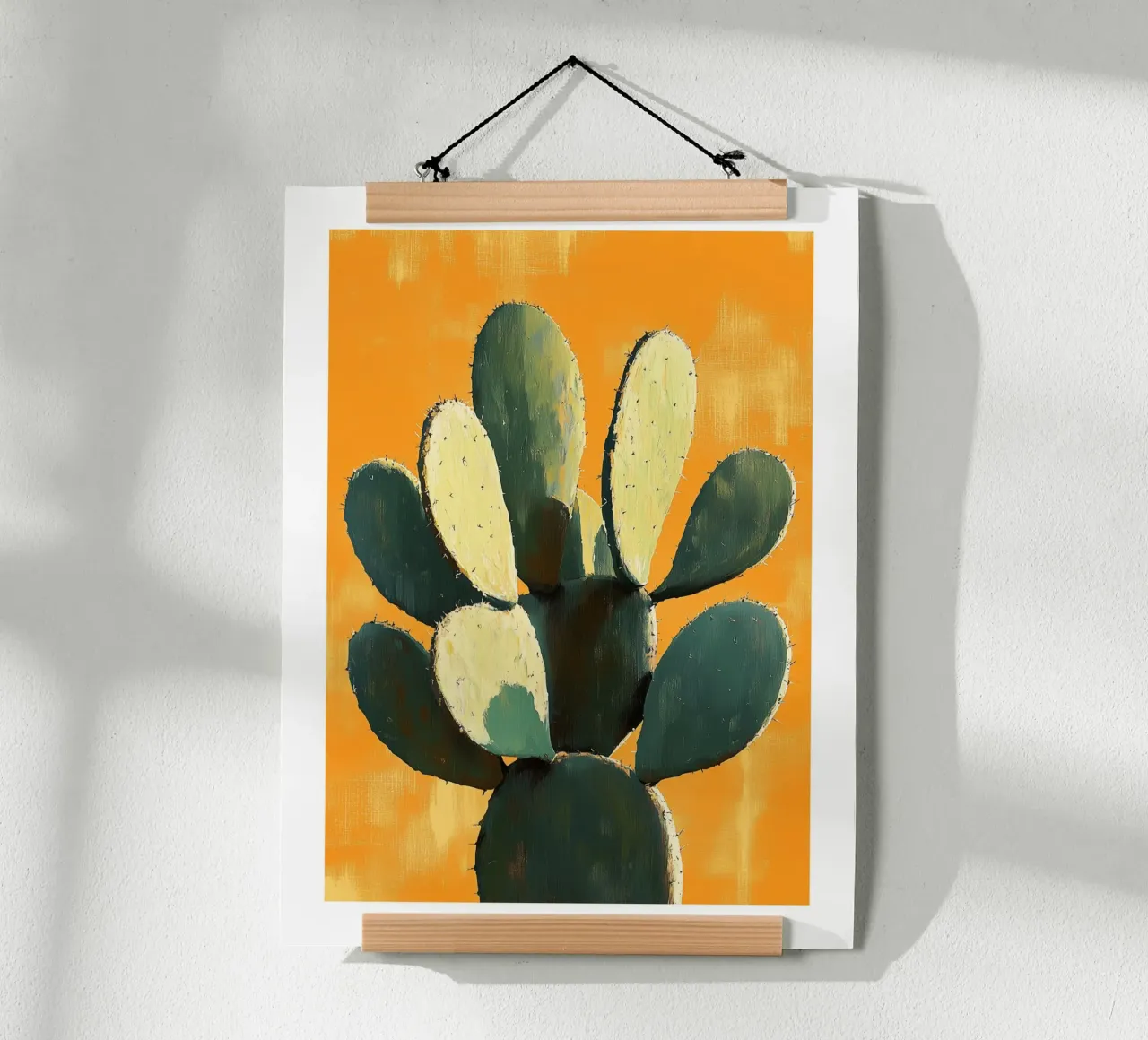 Cactus soleggiato poster con telaio in legno da Flora & Horizon