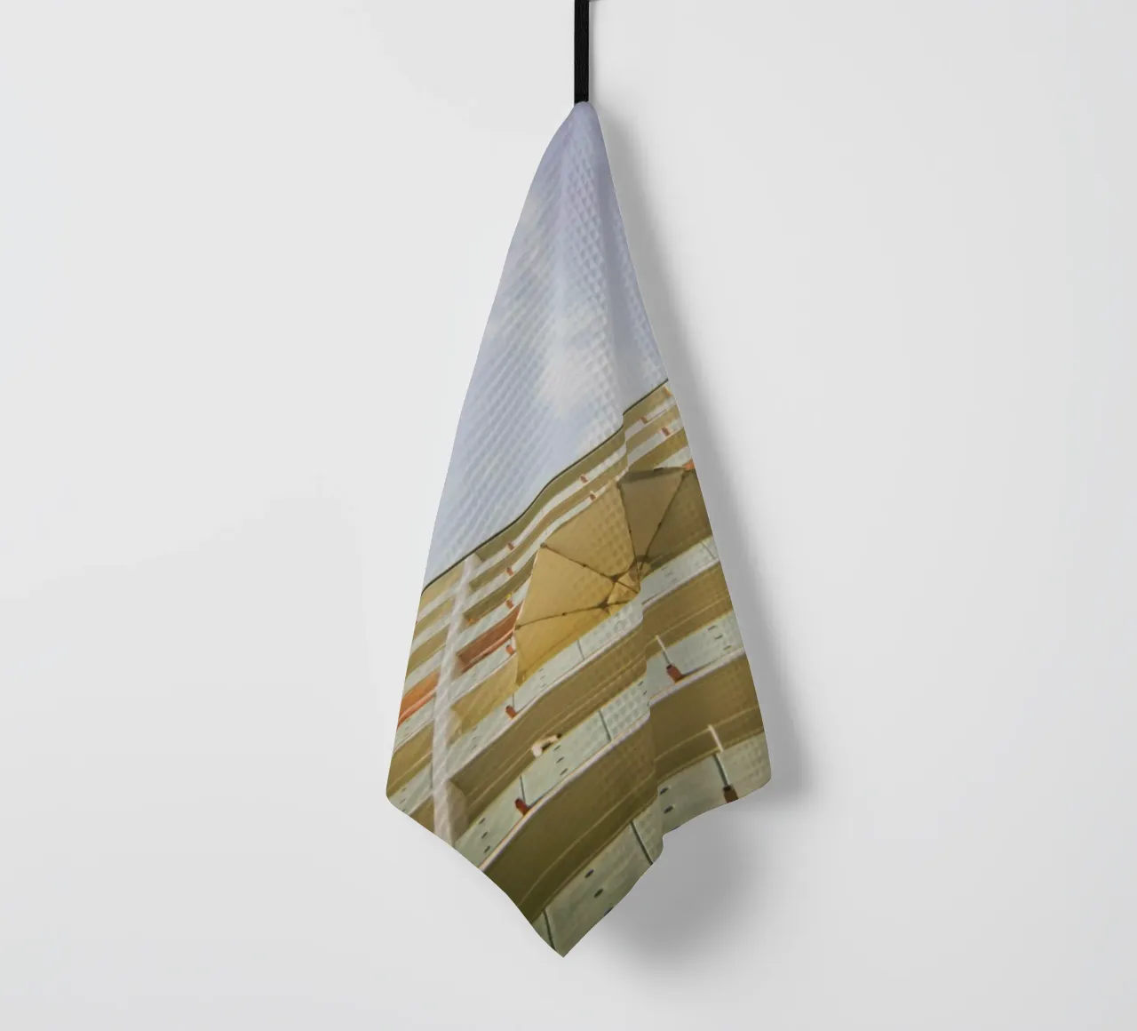 Umbrella Meets Sky tea towel by Anja Hebrank Photography