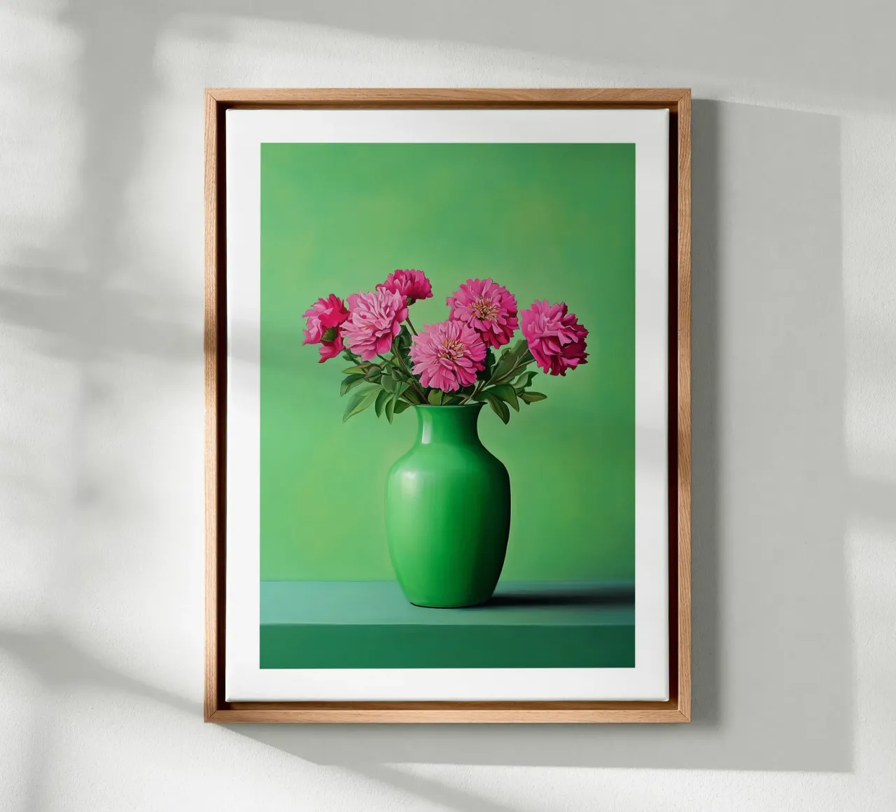Bouquet di fiori rosa tela con Cornice a cassetta da Flora & Horizon