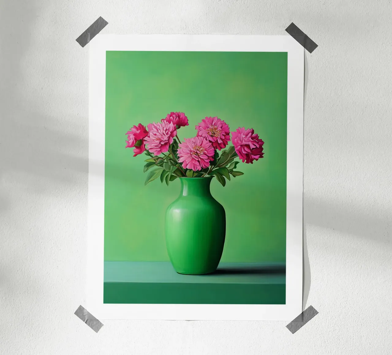Bouquet di fiori rosa poster con telaio in alluminio da Flora & Horizon