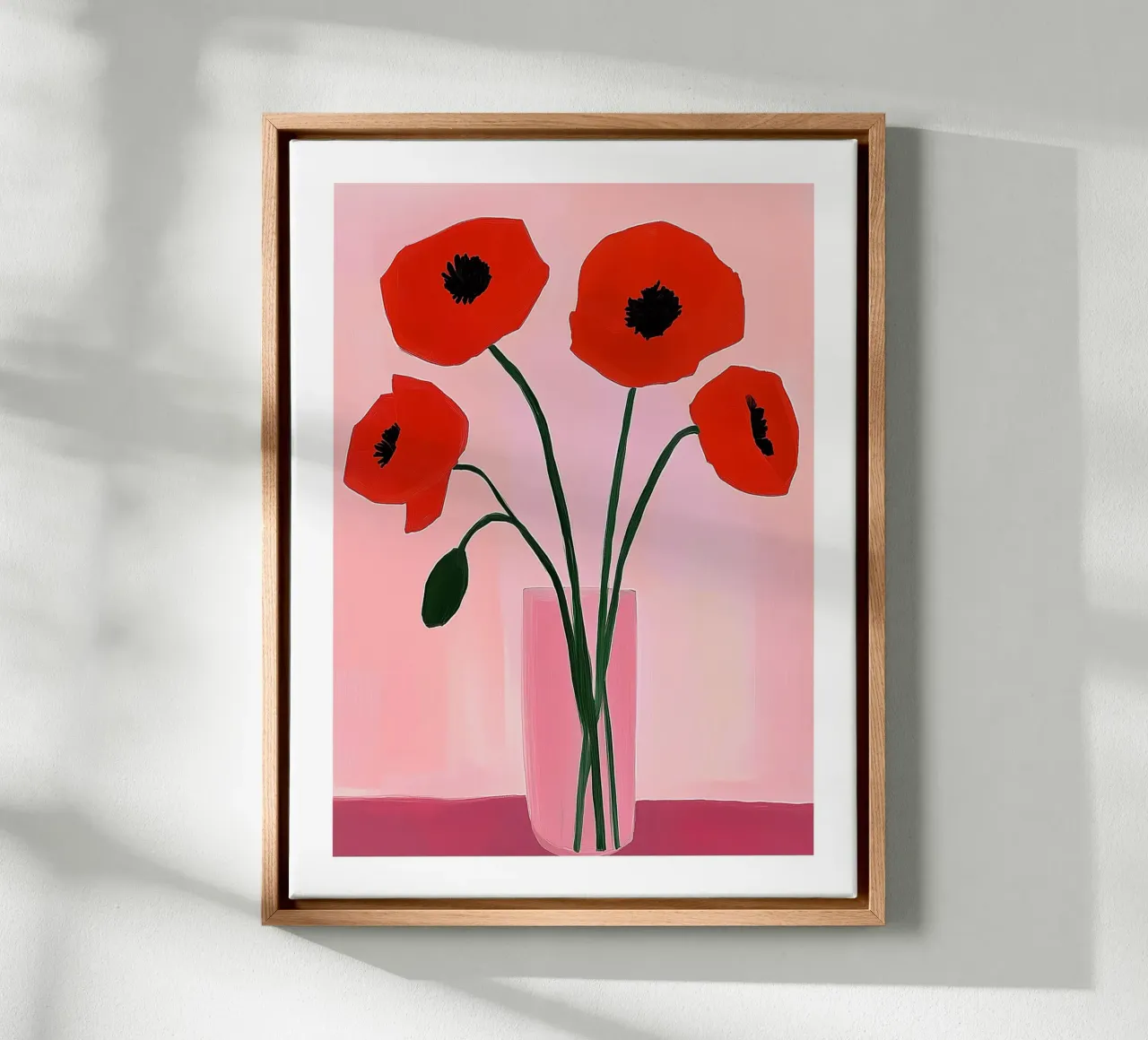 Manojo de amapolas lienzo con Marco flotante de Flora & Horizon