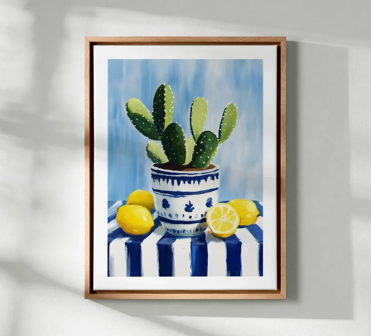 Potted cacti and lemons canvas with Floater frame by Spice & Style