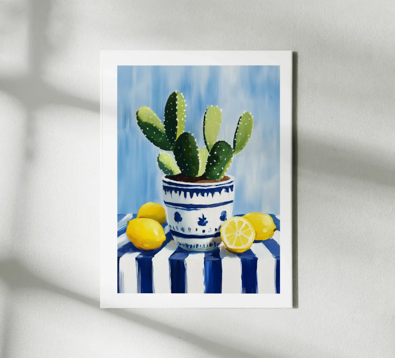 Potted cacti and lemons canvas with Floater frame by Spice & Style