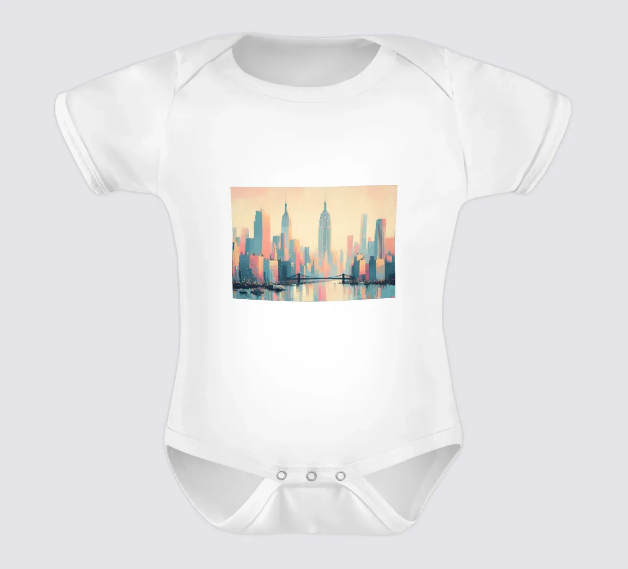 Poster a pastello di New York body neonato maniche corte da 🎁 ARTVI-SHOP