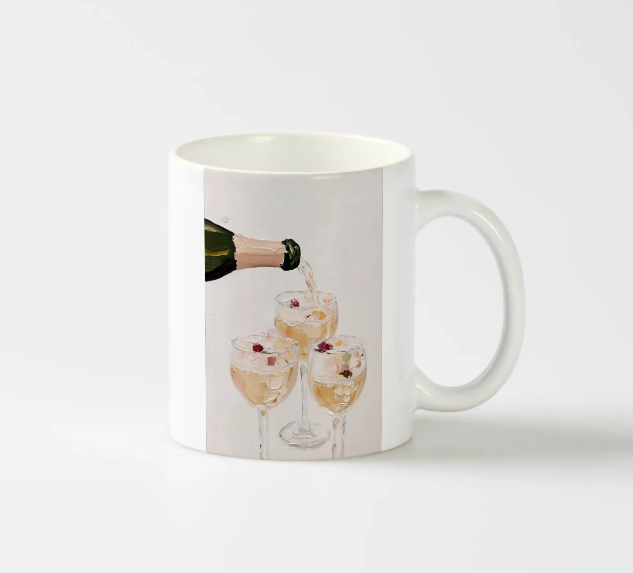 Celebration Poster, Champagne Print, Contemporary Art ceramic mug by Little Lila