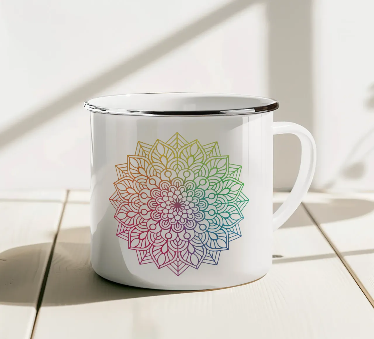 Mandala arcobaleno tazza in smalto da Spiritual Touch