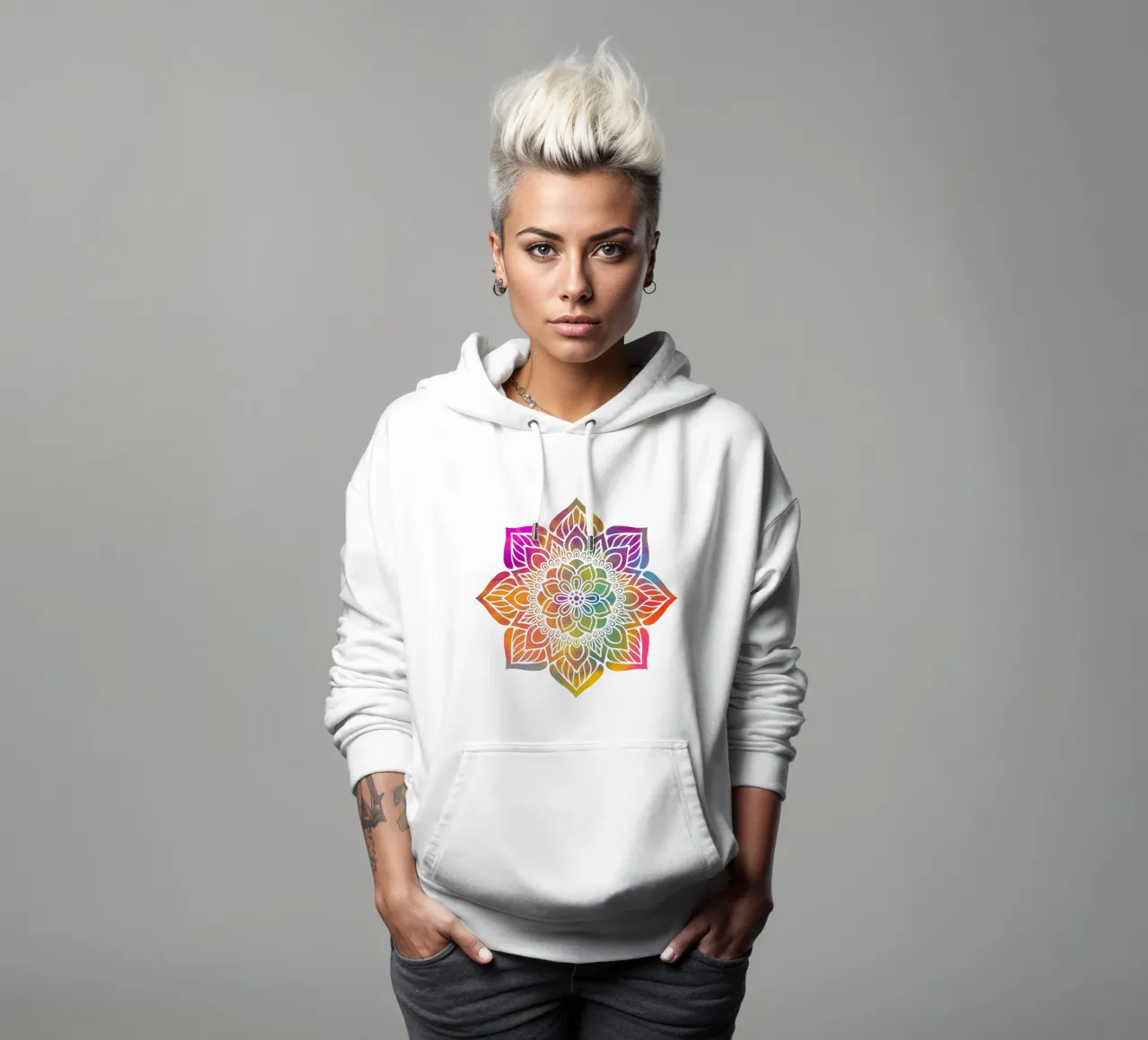 Mandala arcobaleno felpa con cappuccio da Spiritual Touch