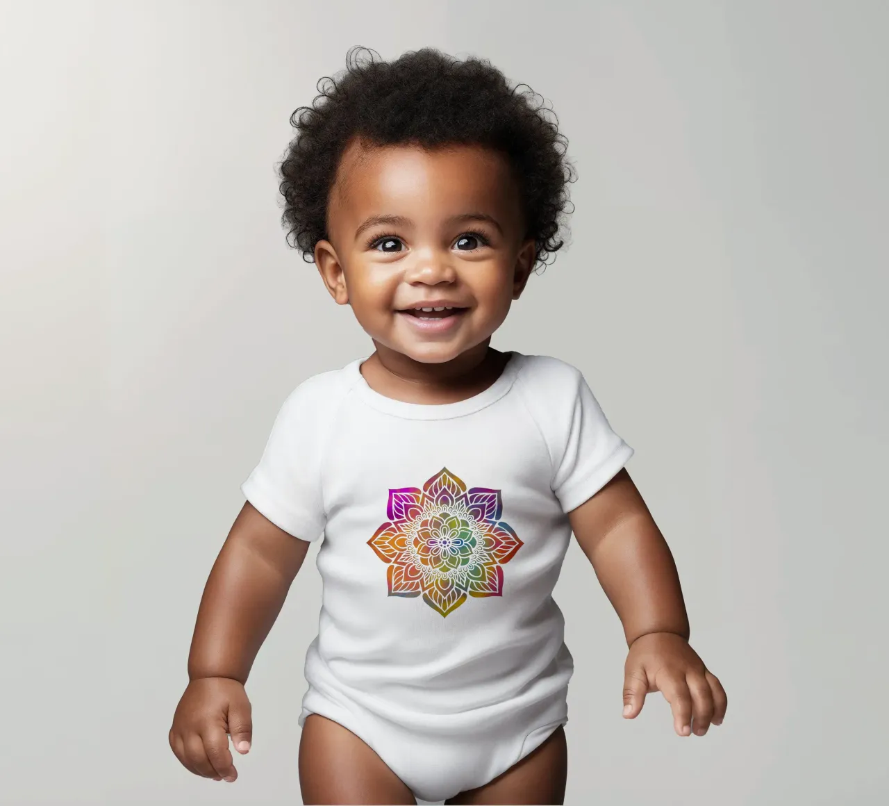 Mandala arcobaleno body neonato maniche corte da Spiritual Touch