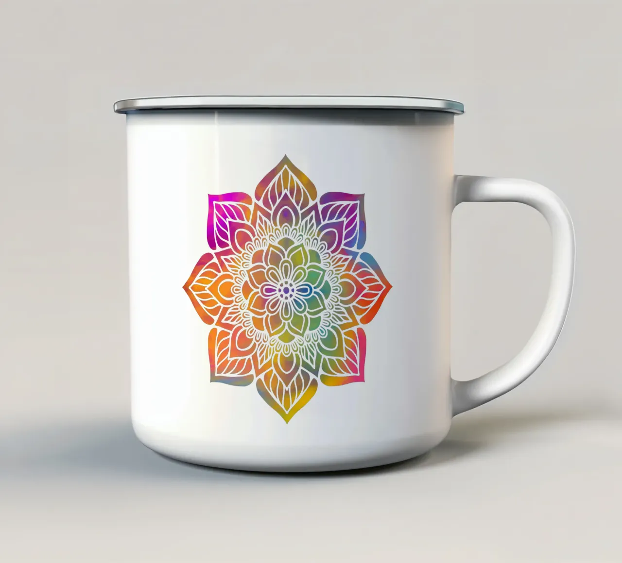 Mandala arcobaleno tazza in smalto da Spiritual Touch