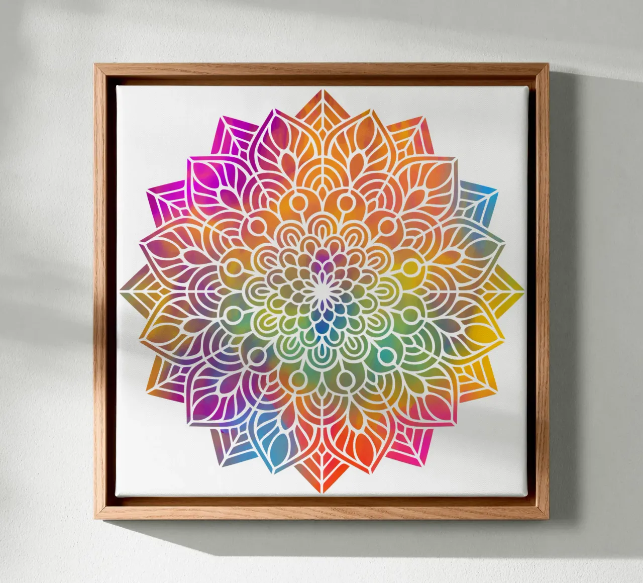 Mandala arcobaleno tela con Cornice a cassetta da Spiritual Touch