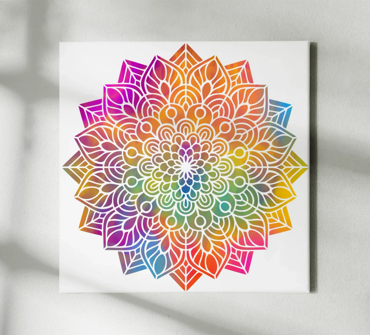 Mandala arcobaleno tela con Cornice a cassetta da Spiritual Touch