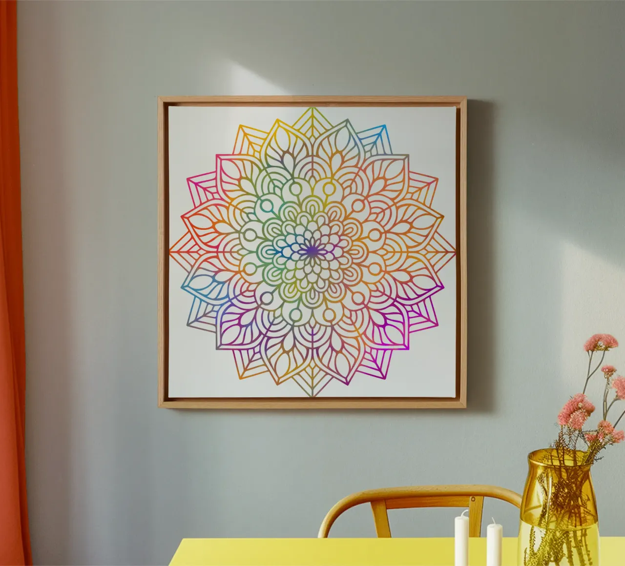 Mandala arcobaleno tela con Cornice a cassetta da Spiritual Touch