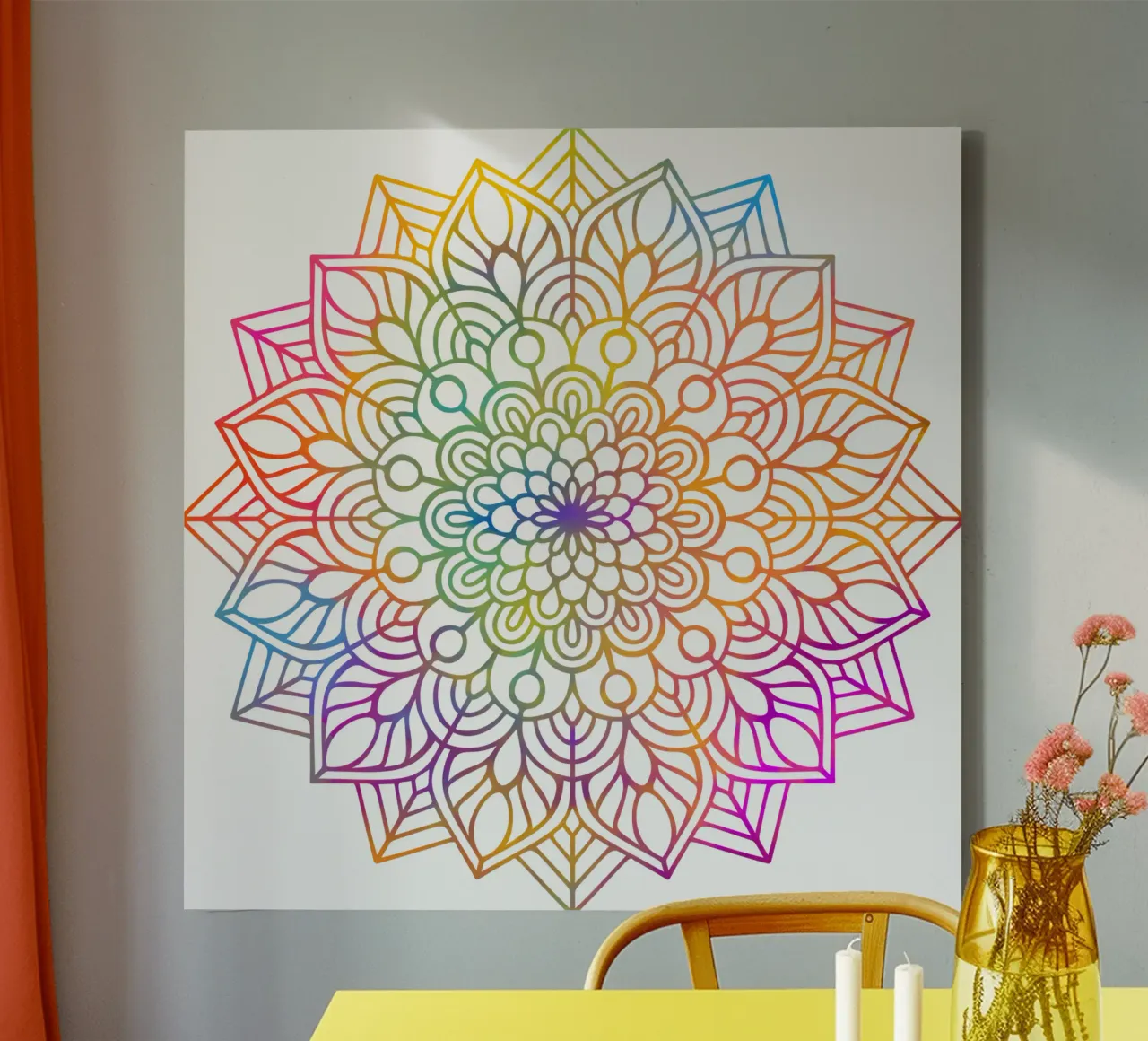 Mandala arcobaleno tela con Cornice a cassetta da Spiritual Touch