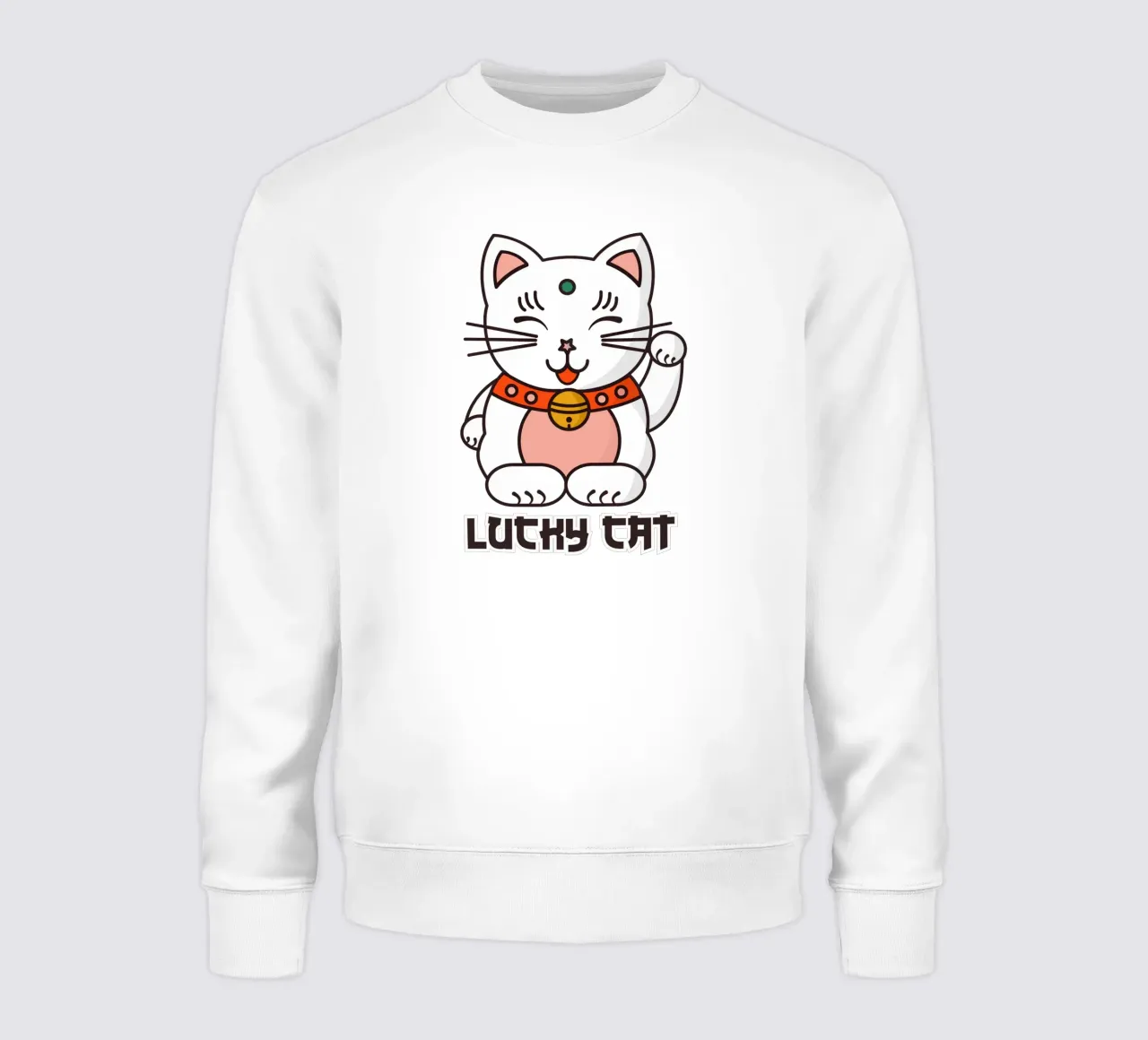 Lucky Cat - Japanese Maneki Neko Print felpa da showmemars