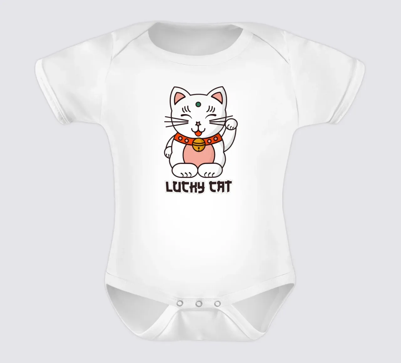 Lucky Cat - Japanese Maneki Neko Print body neonato maniche corte da showmemars