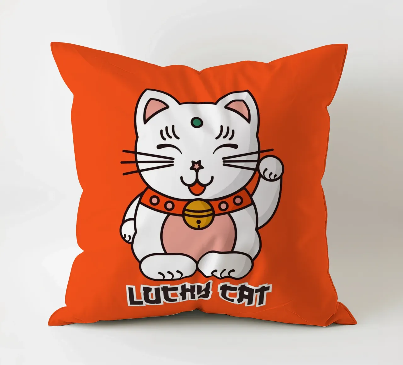 Lucky Cat - Japanese Maneki Neko Print cuscino da showmemars