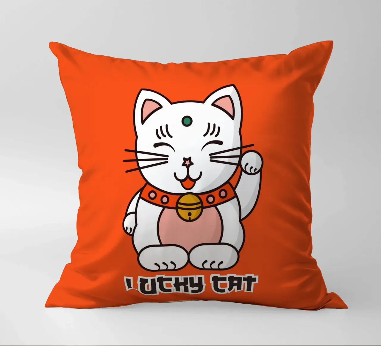 Lucky Cat - Japanese Maneki Neko Print cuscino da showmemars