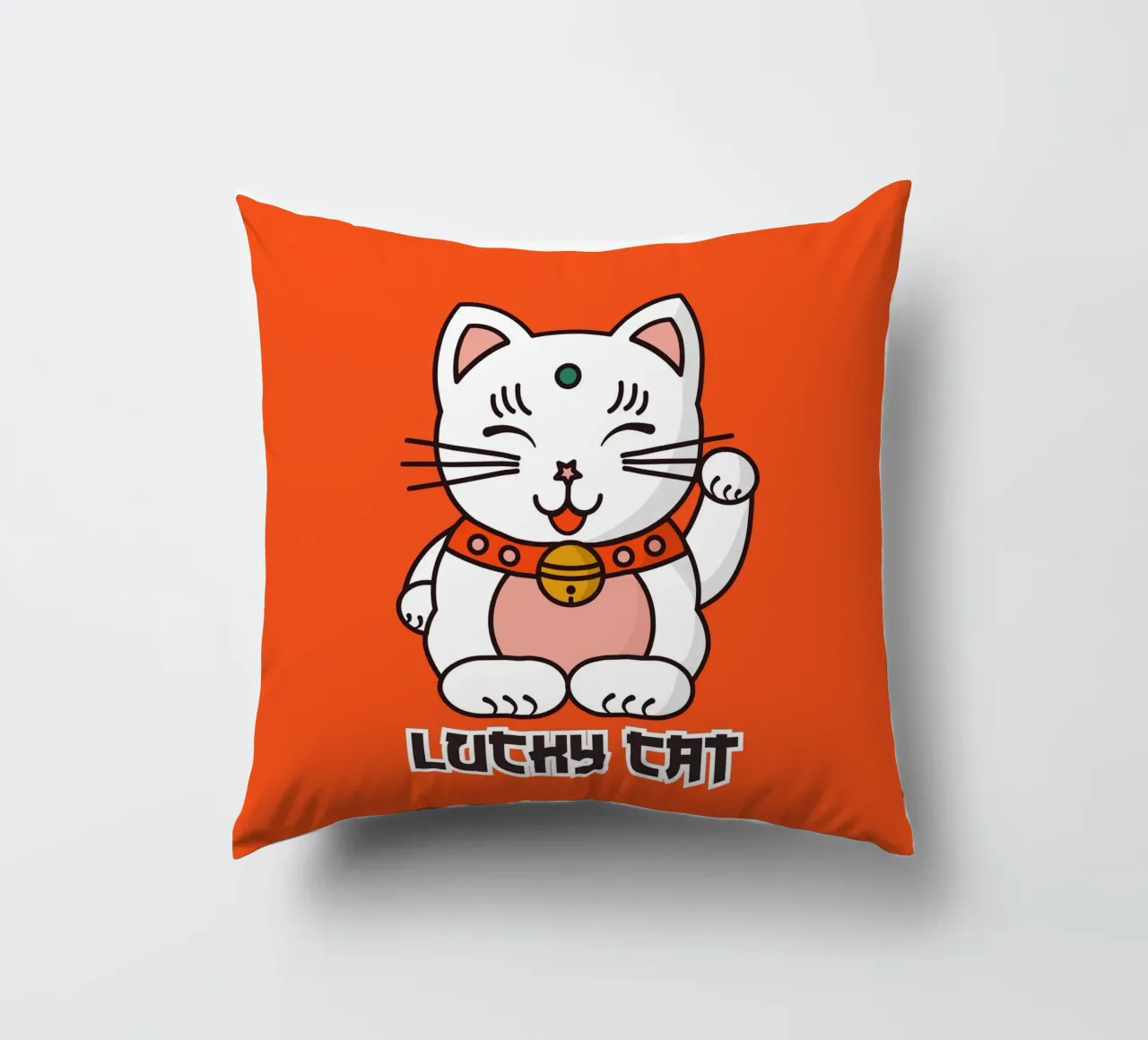 Lucky Cat - Japanese Maneki Neko Print cuscino da showmemars