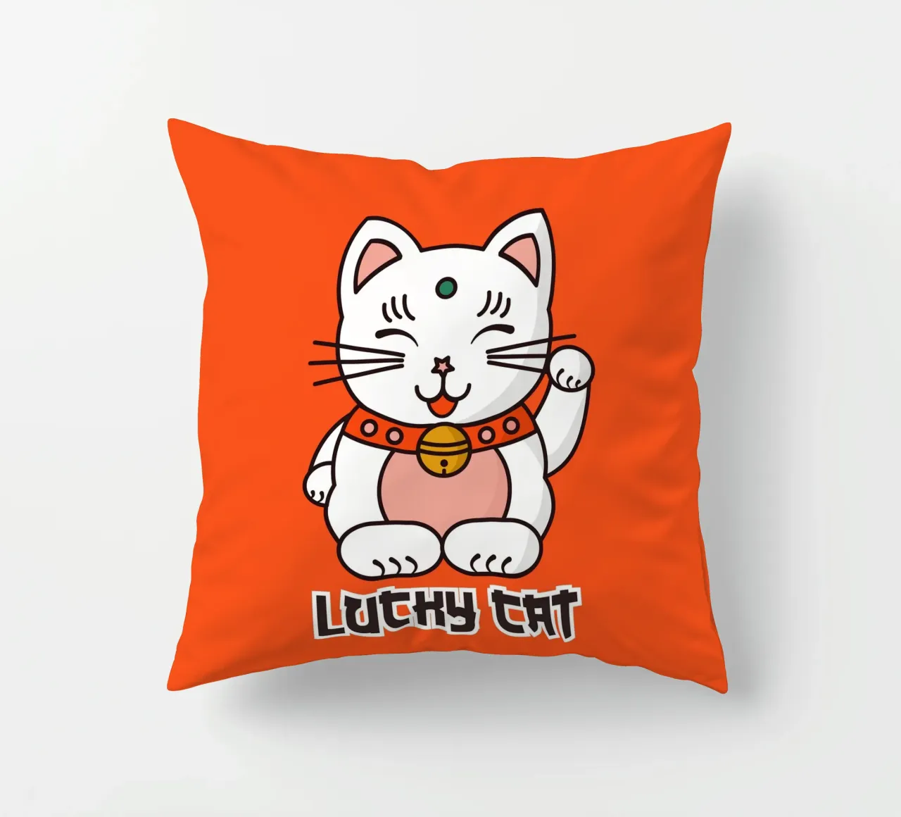 Lucky Cat - Japanese Maneki Neko Print cuscino da showmemars