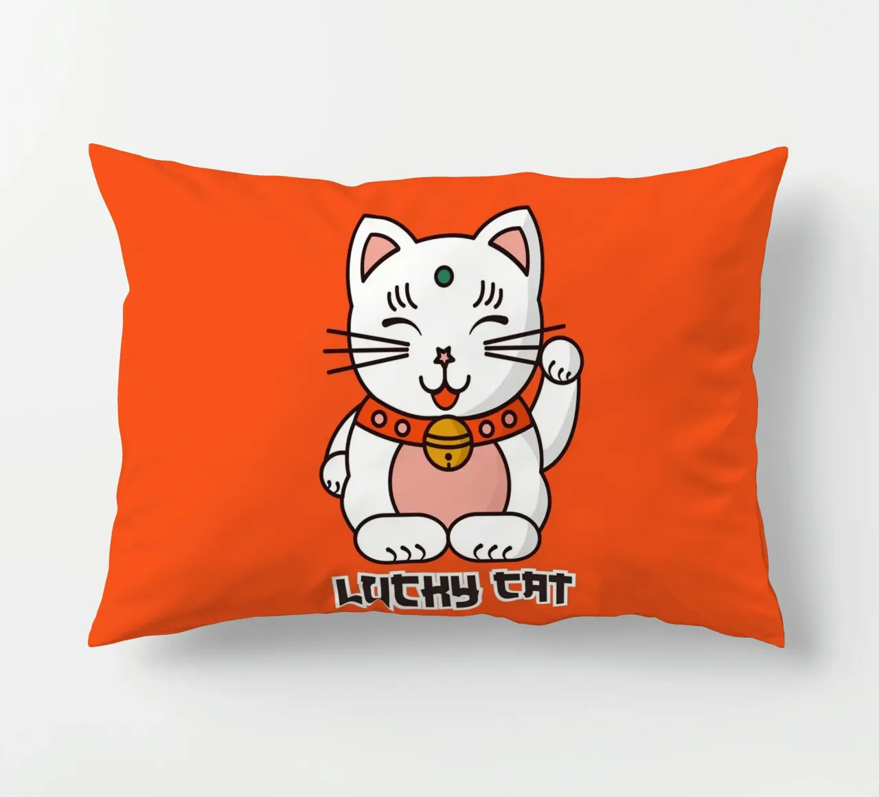 Lucky Cat - Japanese Maneki Neko Print cuscino da showmemars
