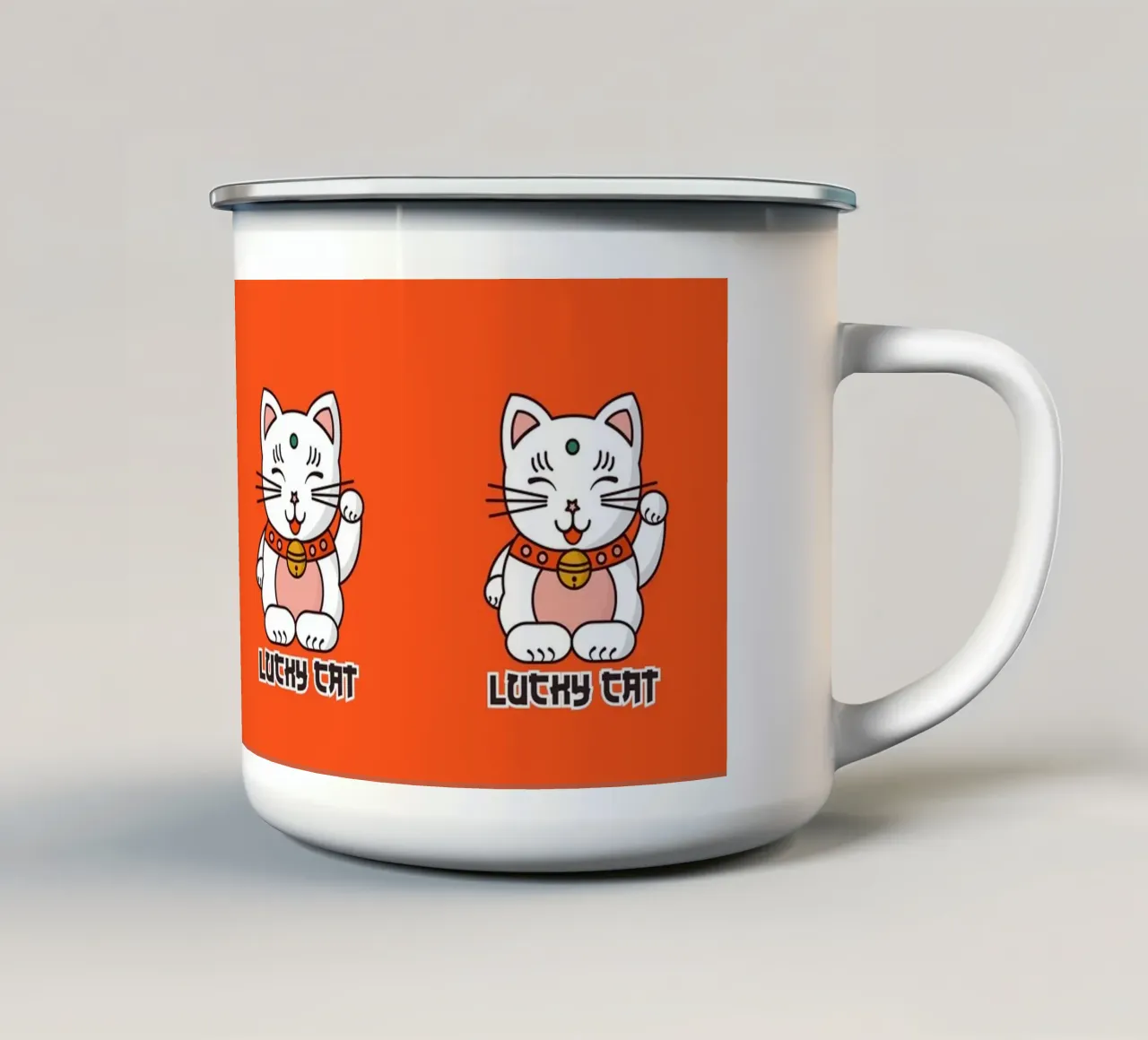Lucky Cat - Japanese Maneki Neko Print tazza in smalto da showmemars