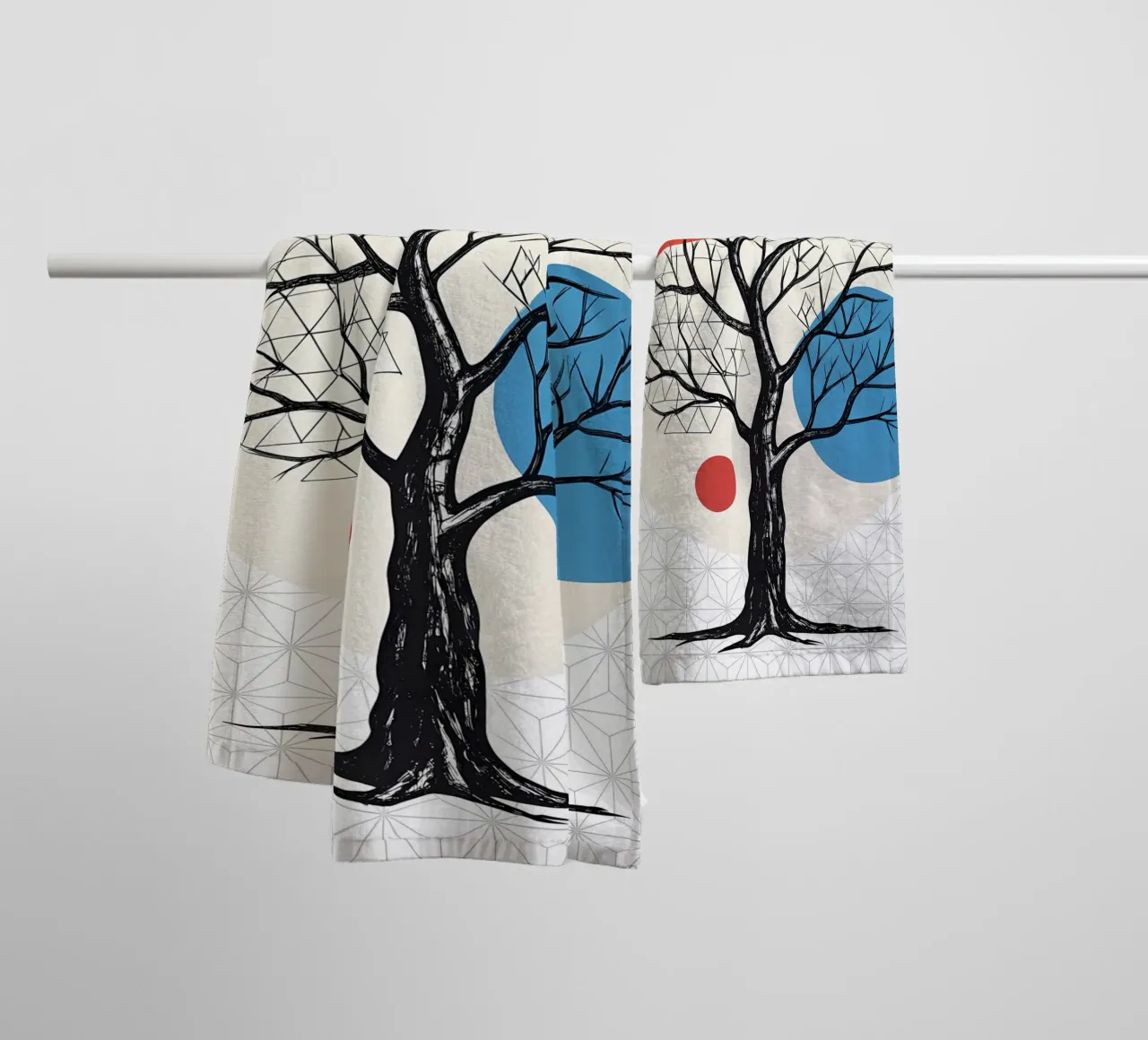 Gestripte geometrie badhanddoek van Artistic-shop