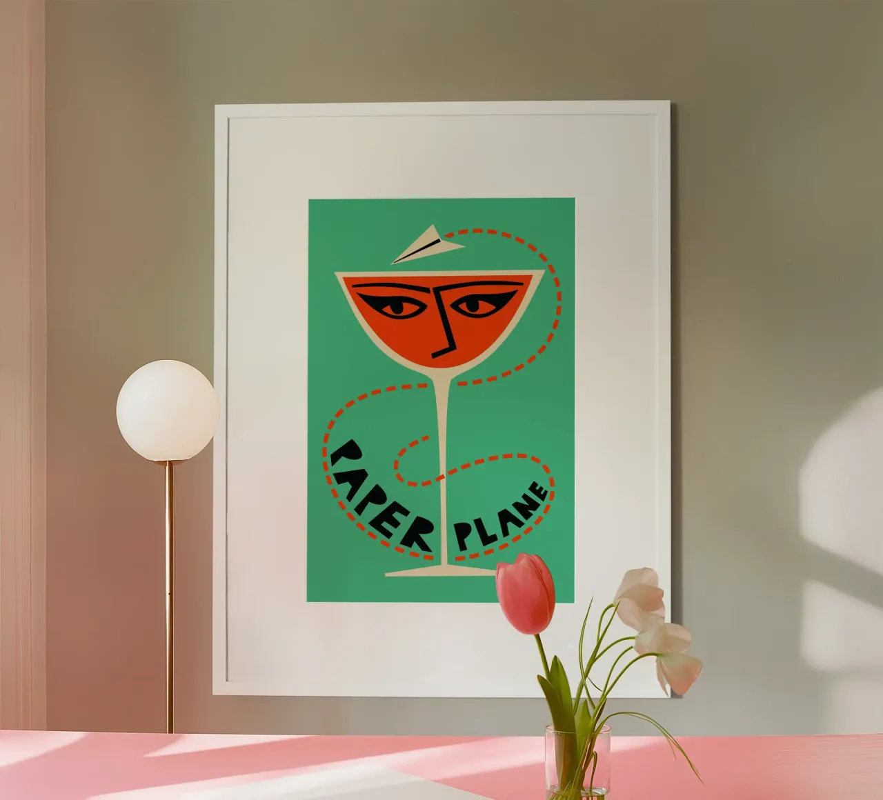 Cocktail di aerei di carta poster con telaio in plastica da Fox & Velvet