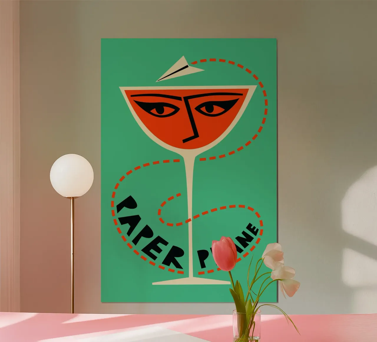 Cocktail di aerei di carta poster con telaio in plastica da Fox & Velvet