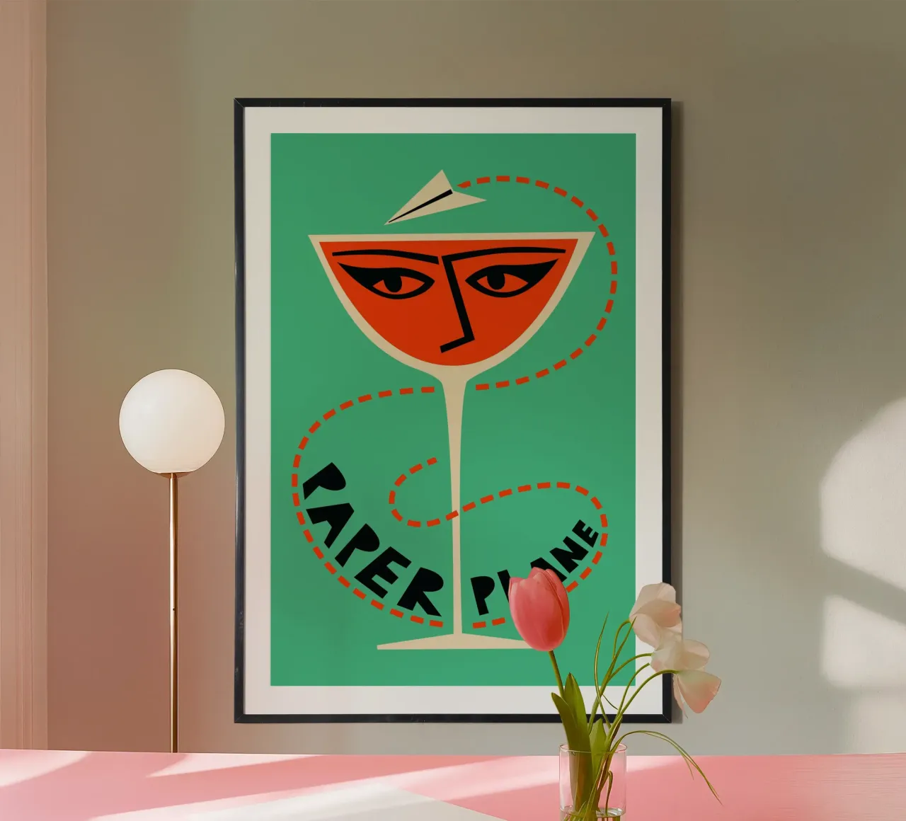 Cocktail di aerei di carta poster con telaio in plastica da Fox & Velvet