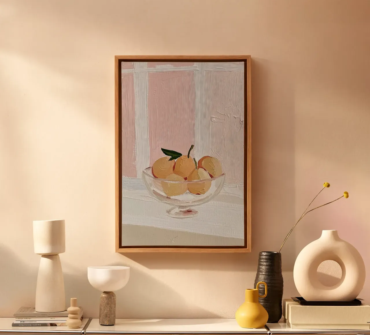 Zitrone Poster, Obst Wandkunst, Abstrakt Modern Kunstdruck Leinwand mit Schattenfugenrahmen von Little Lila