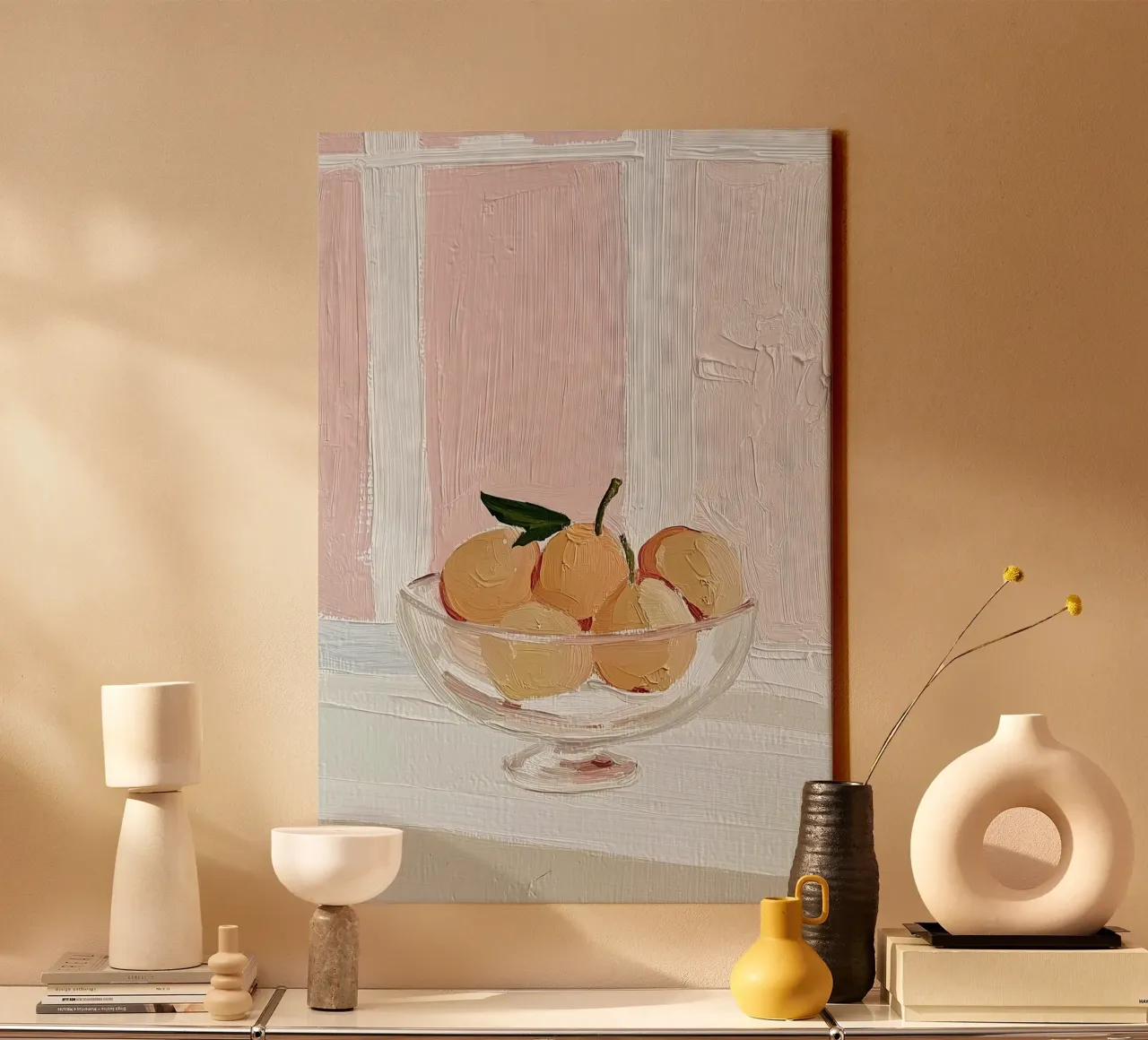 Zitrone Poster, Obst Wandkunst, Abstrakt Modern Kunstdruck Leinwand mit Schattenfugenrahmen von Little Lila