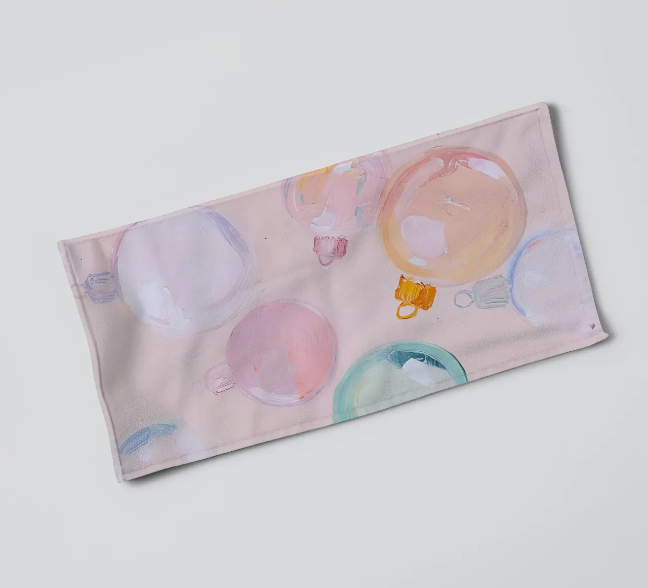 Party Print, Baubles, Whimsical Pastel Rainbow Illustration towel by Little Lila