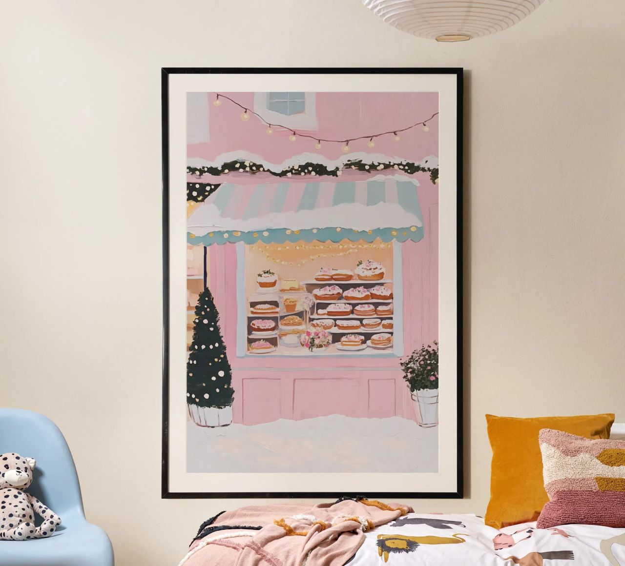 Bakery Pink Wall Art, Cute Paris Print, Trendy Wall Art poster by Little Lila