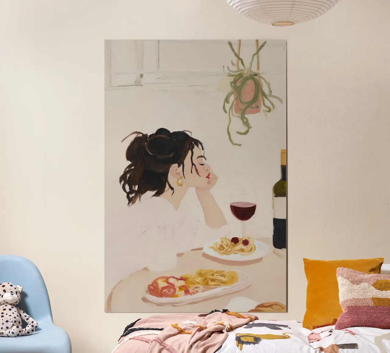 Abstrakte Kunst, zeitgenössische Weinkunst, Illustration einer Frau Poster mit Holzrahmen von Little Lila