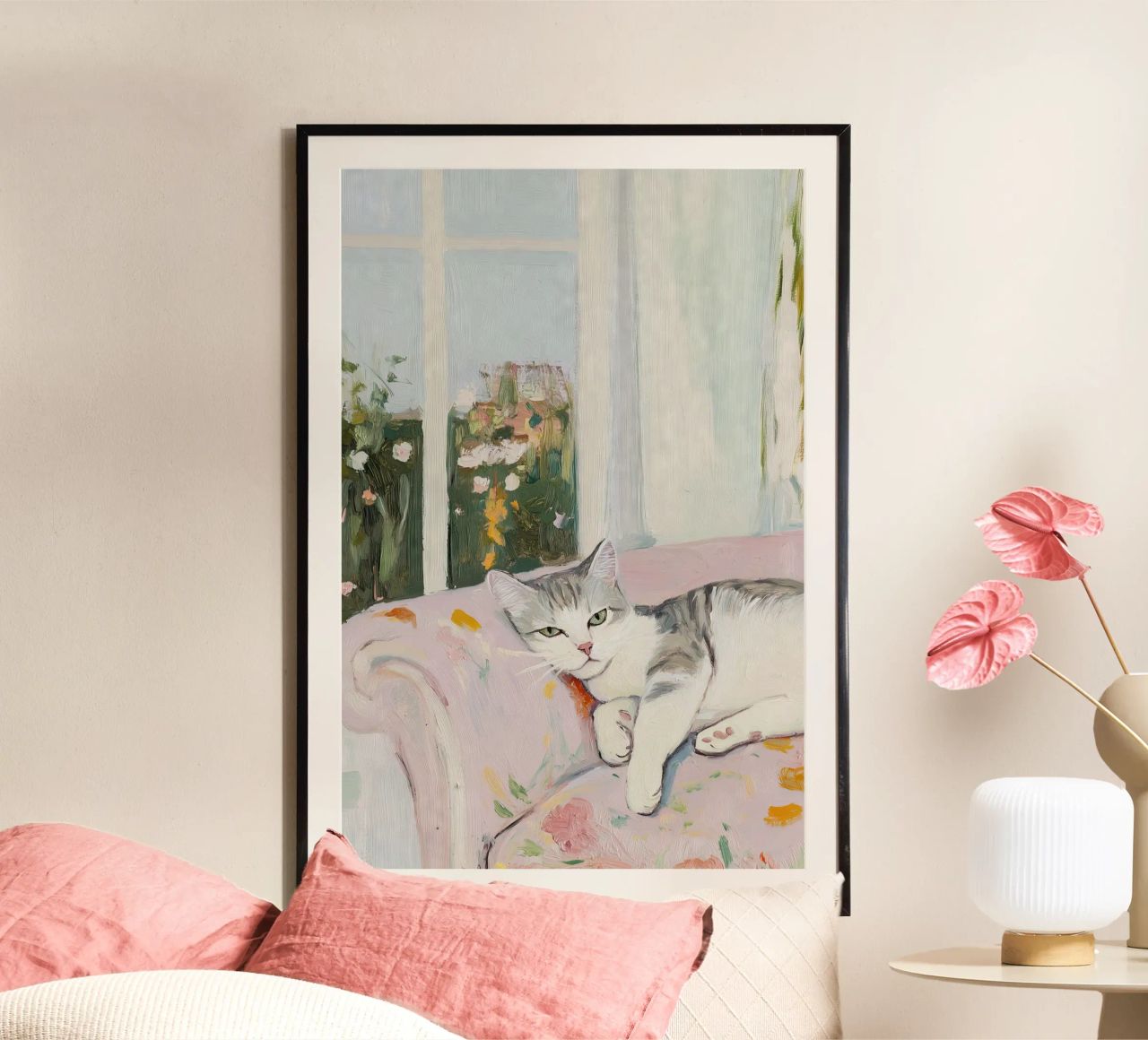 Katze Poster, Abstrakte Kunst, Zeitgenössische Kunst, Modernes Poster Poster von Little Lila