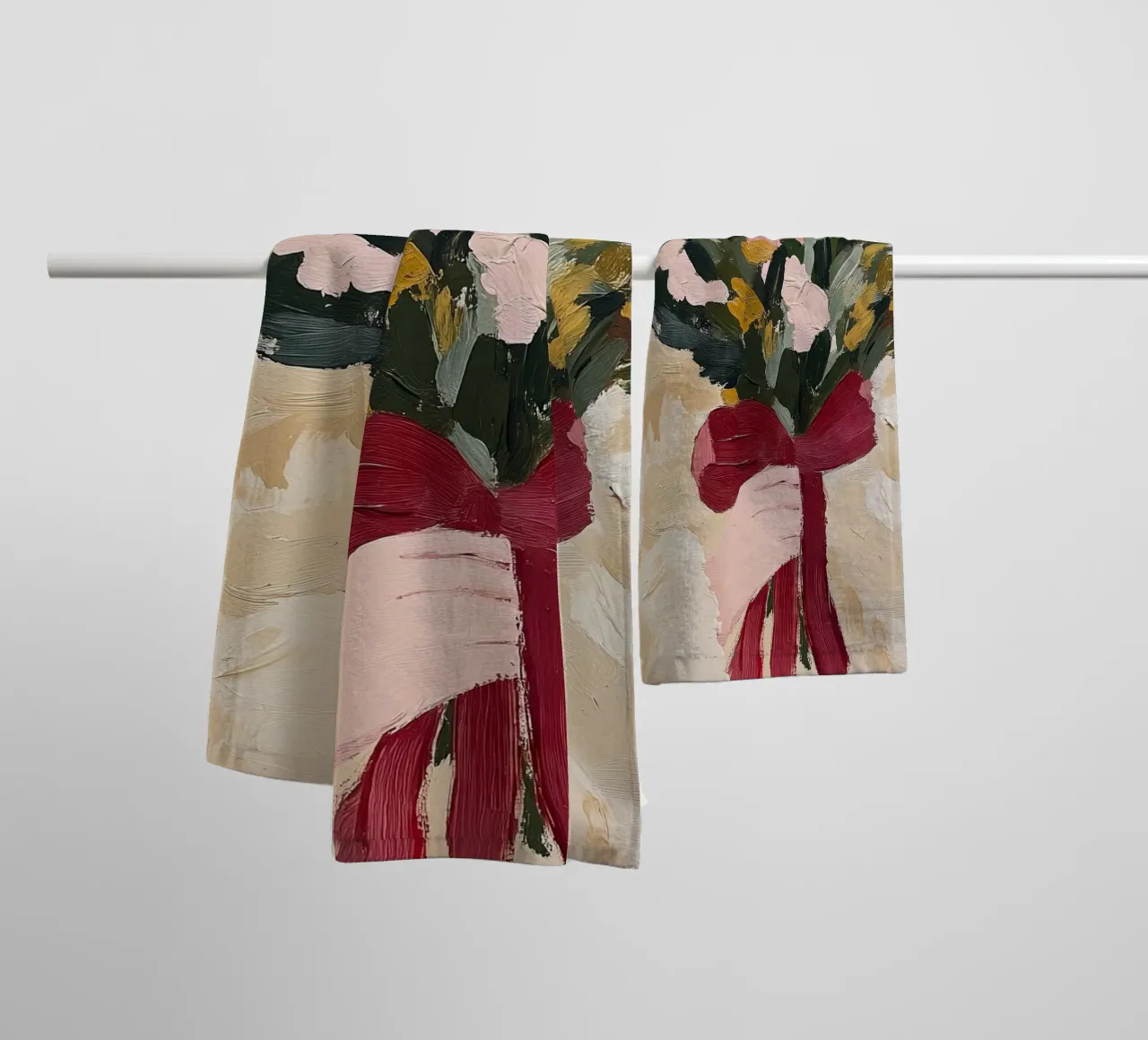 Oil painting, abstract contemporary art, woman illustration towel by Little Lila