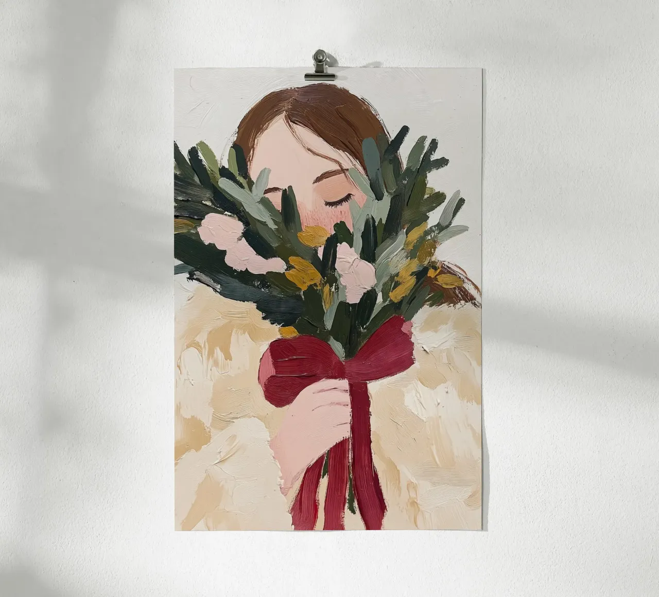 Ölgemälde, abstrakte zeitgenössische Kunst, Illustration einer Frau Poster mit Aluminium Rahmen von Little Lila