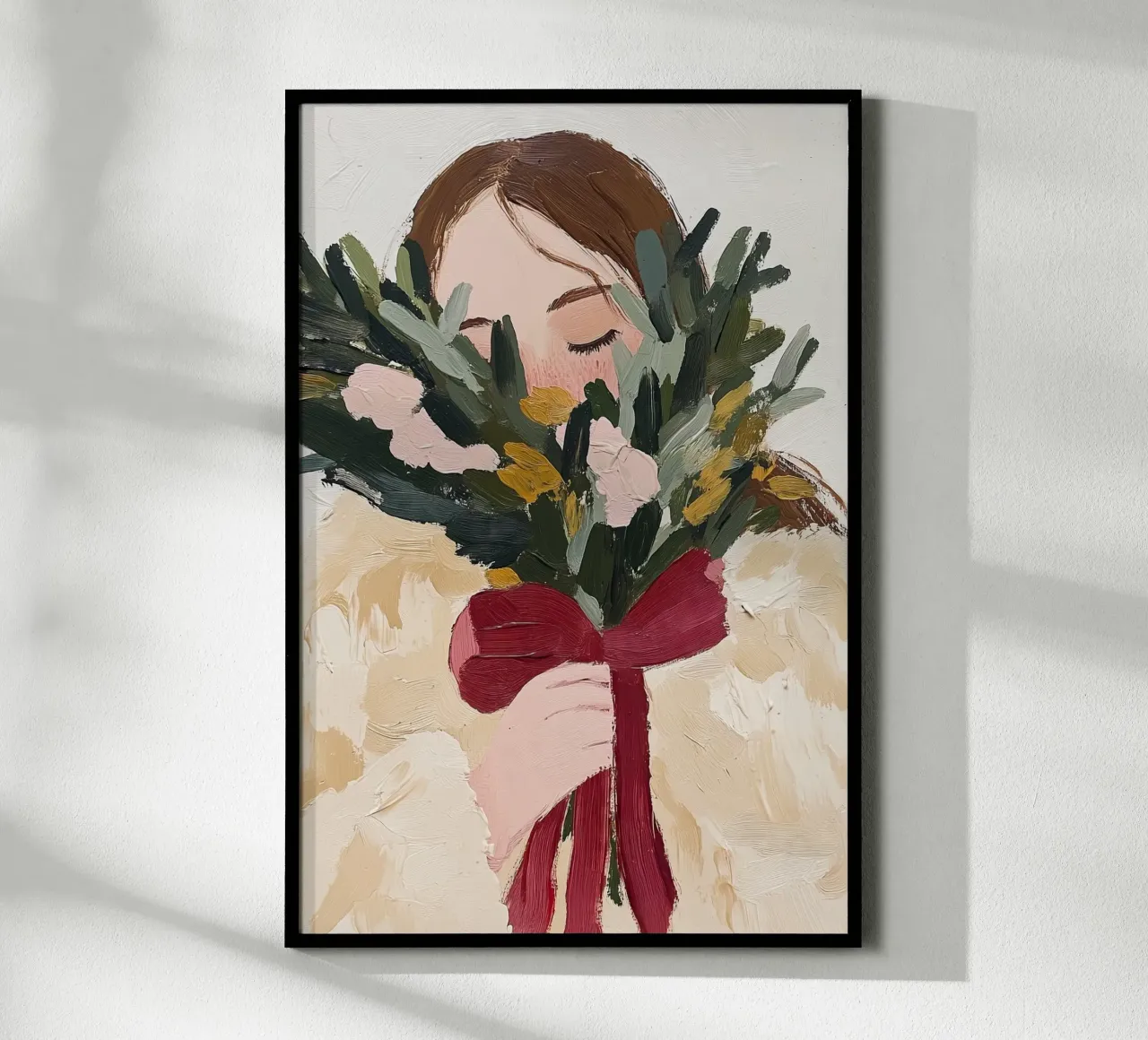 Ölgemälde, abstrakte zeitgenössische Kunst, Illustration einer Frau Poster mit Aluminium Rahmen von Little Lila