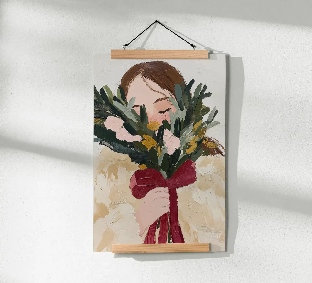 Ölgemälde, abstrakte zeitgenössische Kunst, Illustration einer Frau Poster mit Aluminium Rahmen von Little Lila