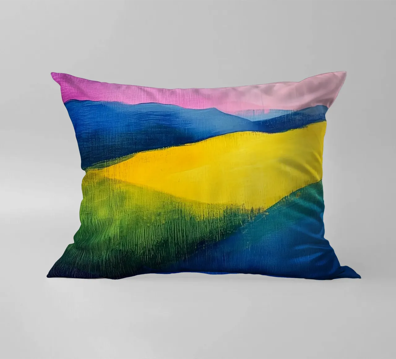 Modern abstraction landscape decorative cushion by Justyna Jaszke JBJart