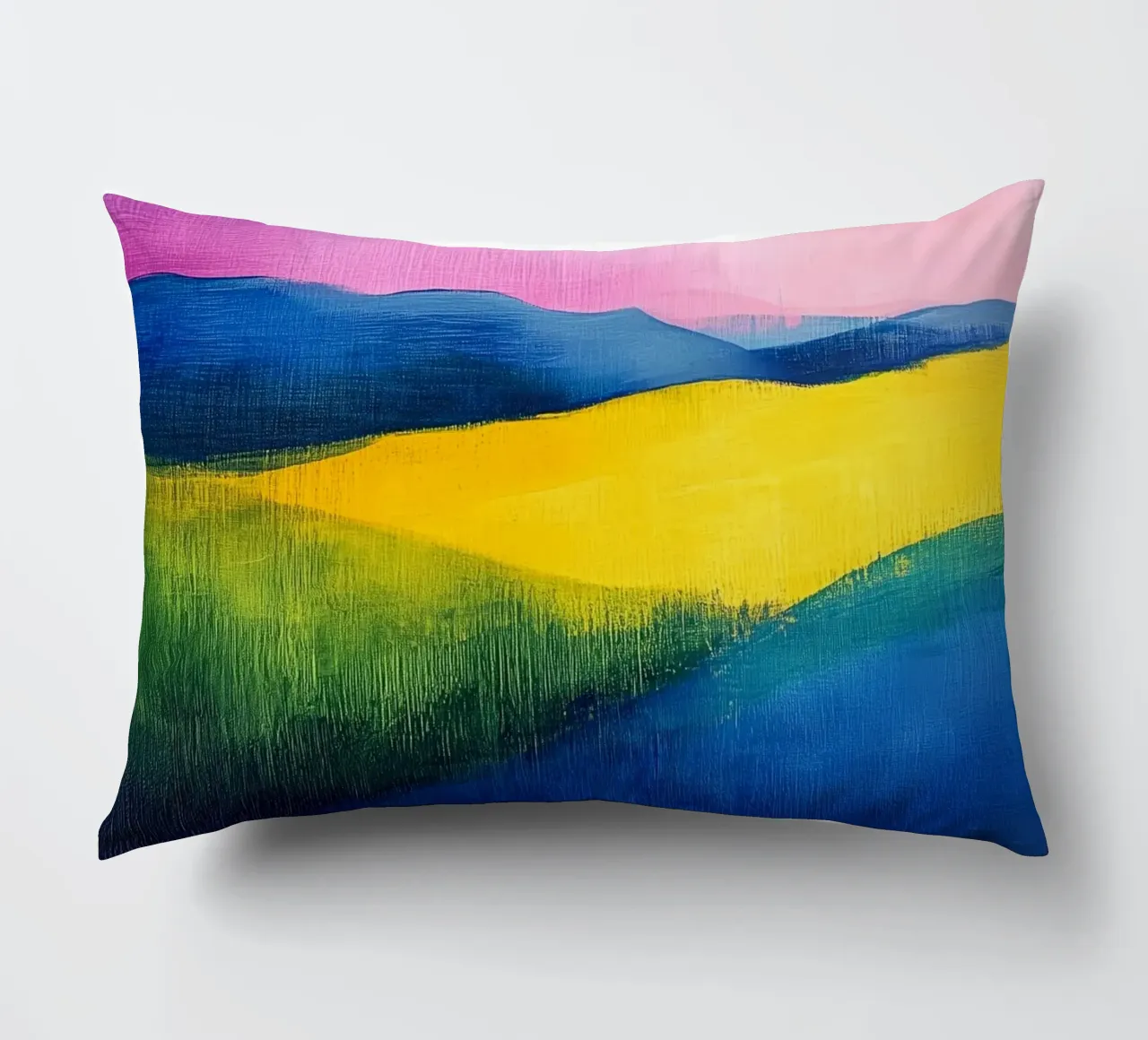 Modern abstraction landscape decorative cushion by Justyna Jaszke JBJart